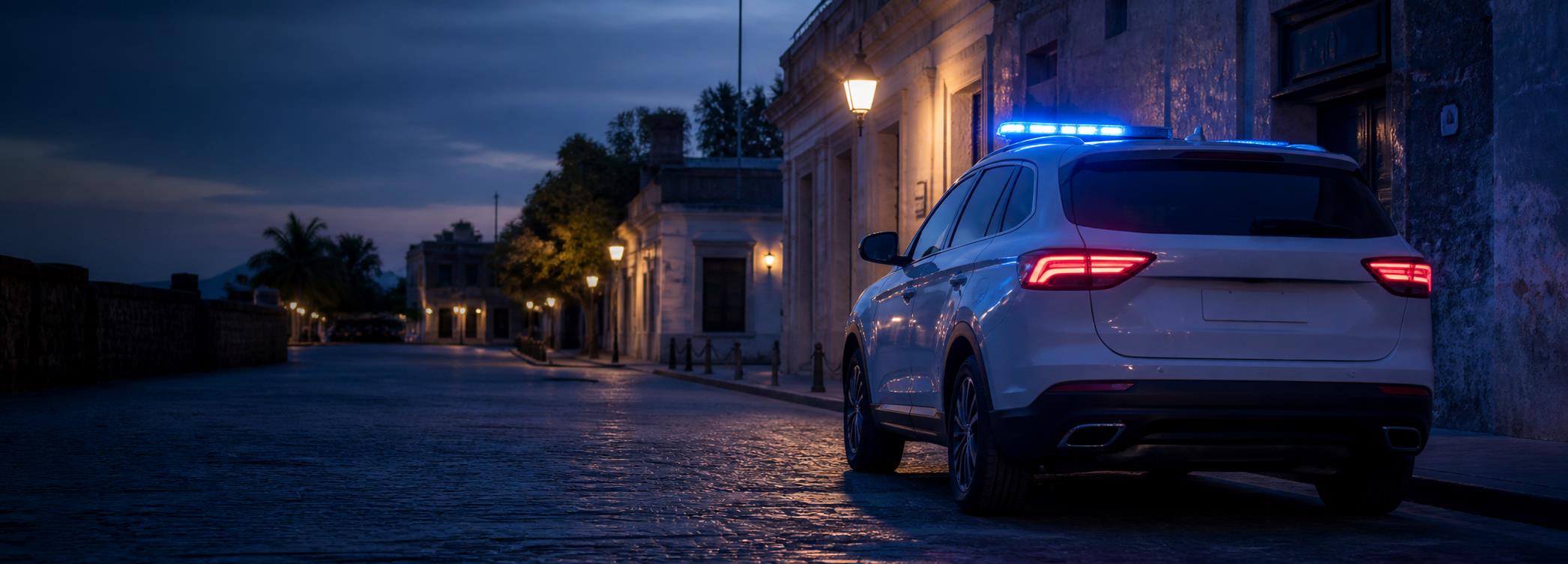 Vehículo de seguridad pública en una calle de Colonia